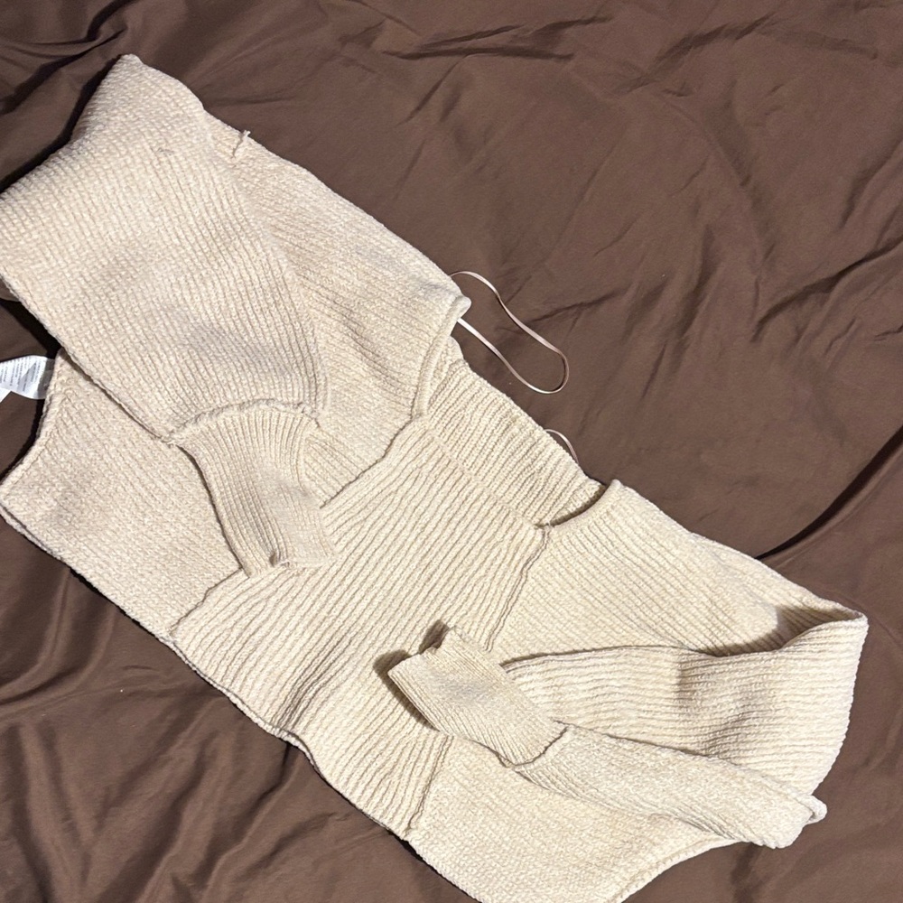 Free People Cream Crew Neck Sweater